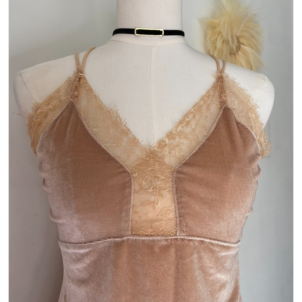 Davi &Dani Womens Y2K Velvet Babydoll Tank Top Cami Size S Lace Fairy Whimsigoth - Picture 2 of 12